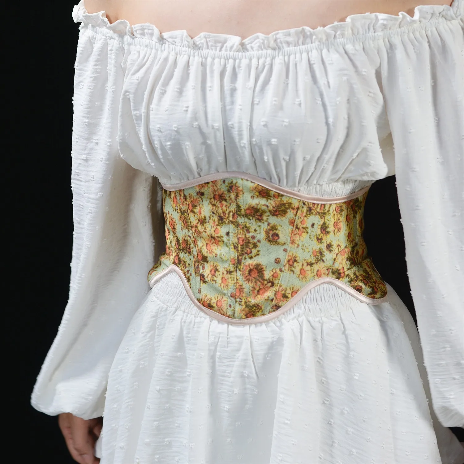 New Corset Black Wide Belts Embroidery Slimming Body Belts For Women Gothic Clothing Underbust Elastic Bustier Dress Girdle