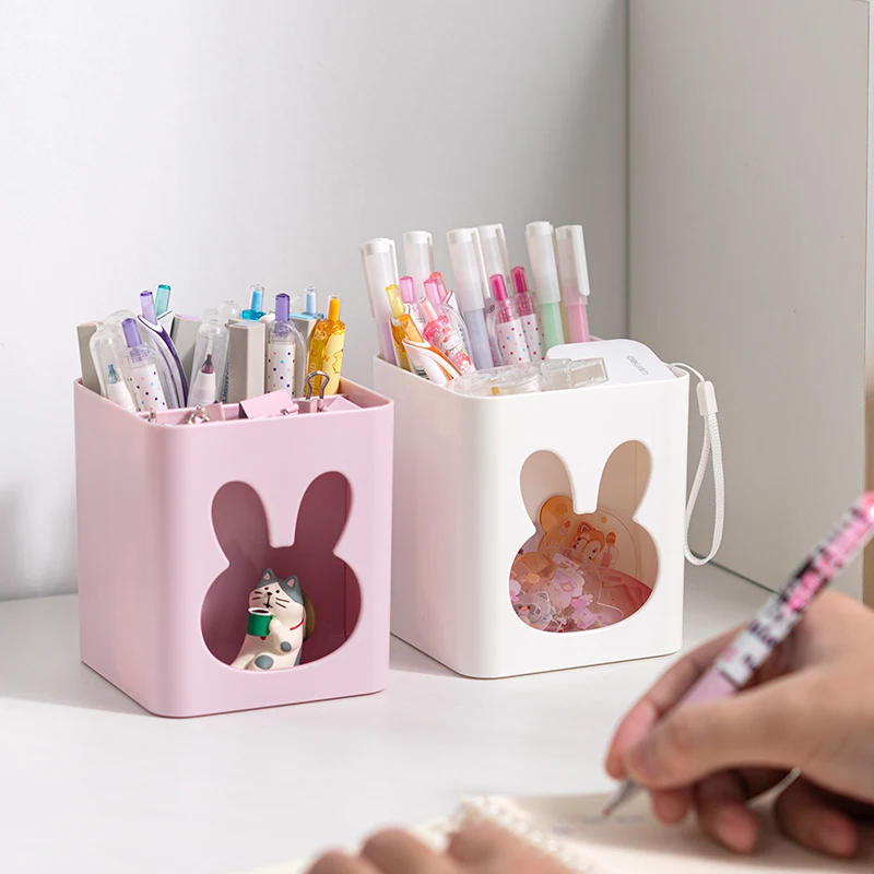 2023 NEW ARRIVAL Wholesale Support Custom Multi-function Makeup brush storage box office desk plastic storage pen holder