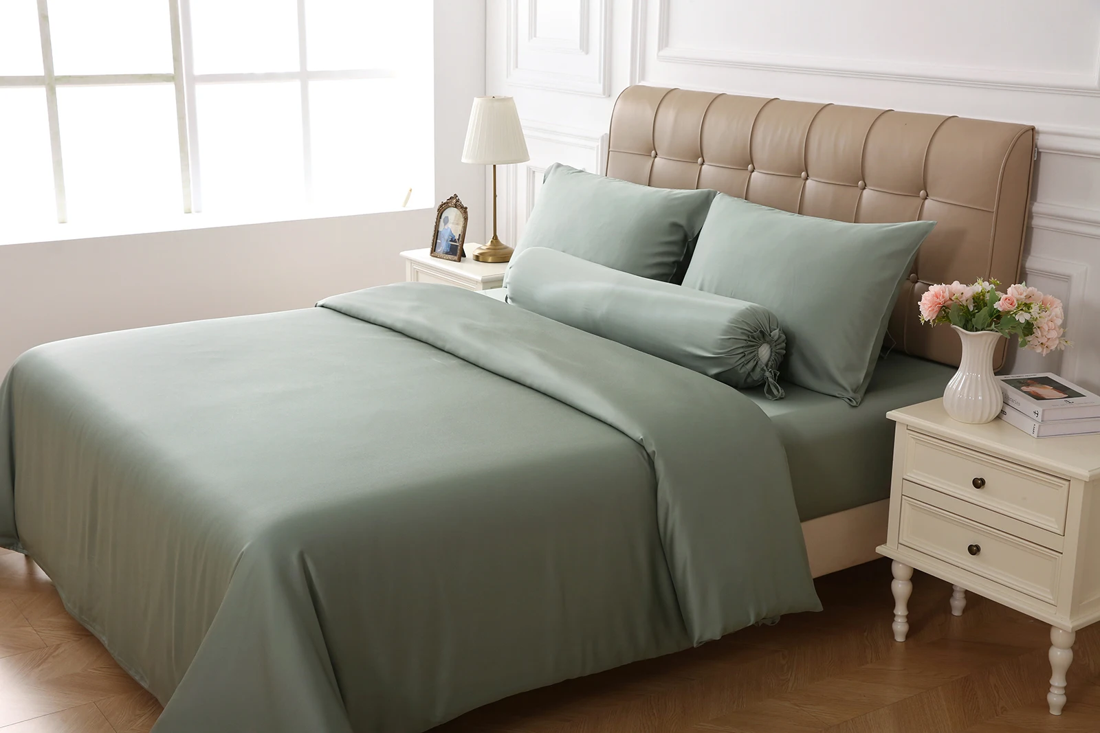 Manufacturer Home Textile 100% Bamboo Fabric King Queen Size Bedsheet Duvet Cover Bed Sheet Set 6Pcs