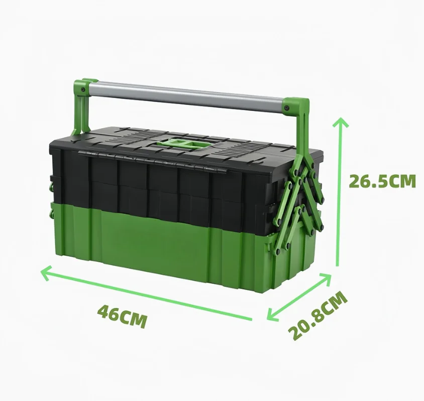 Peaktop  2024 New design Multifunctional 18 Inch 3 Trays Hardware Tool Cantilever Plastic Toolbox with Double Handle