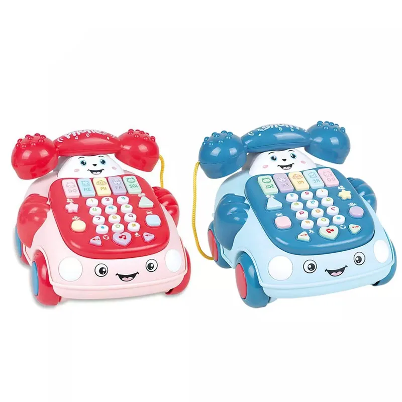 Pull Line Early Educational Intelligent Multi-function Baby Mobile Phone Toy Musical Telephone Car Toy for Kids