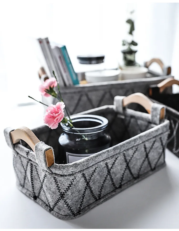 Eco-Friendly 100 Clothing Felt Storage Basket Collapsible Storage Organizer Folding Laundry Hampers Bins For Toys