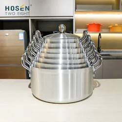 Wholesale Factory Price 7pcs 14/16/18/20/22/24/26cm Aluminum Cooking Pot Set Cookware Soup Pot Stock Pot Sets with lid