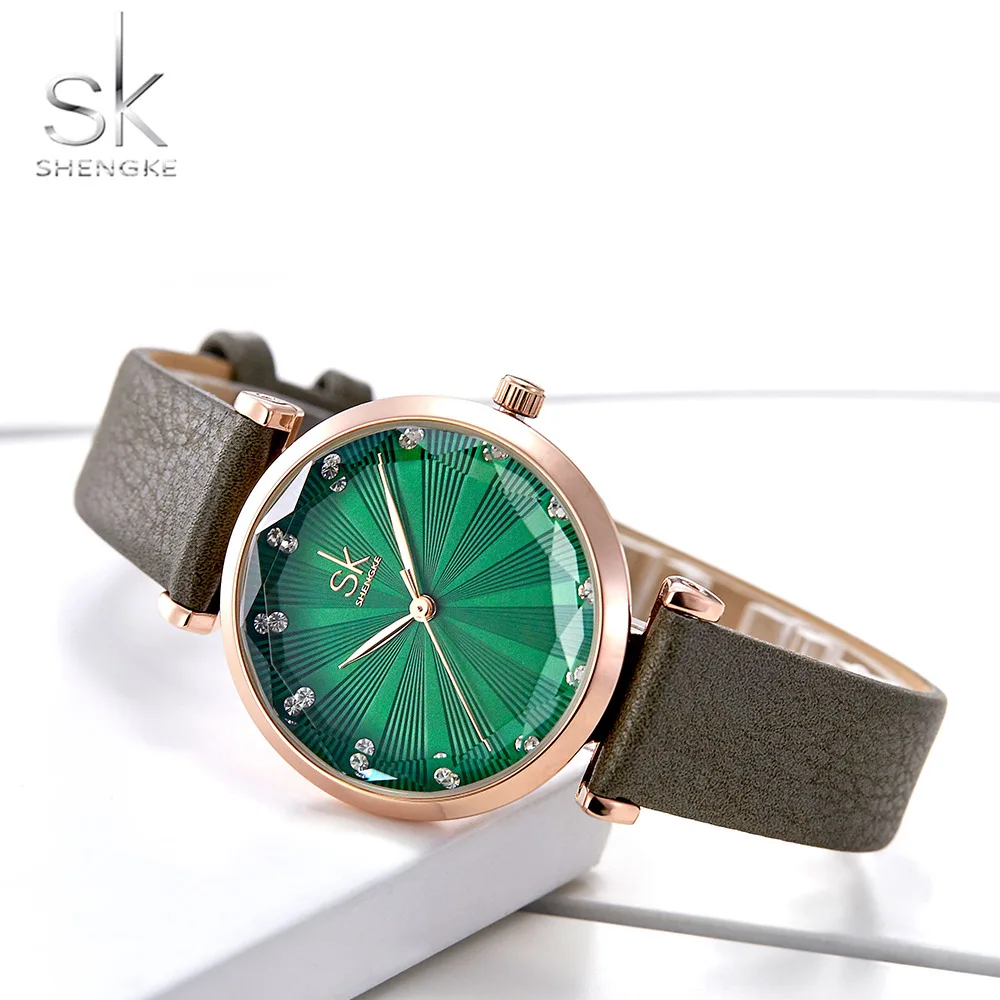 SK SHENGKE K0099 Luxury Quartz Watches Women Waterproof reloj para Mujer Fashion Ladies Leather Band Wrist Watch