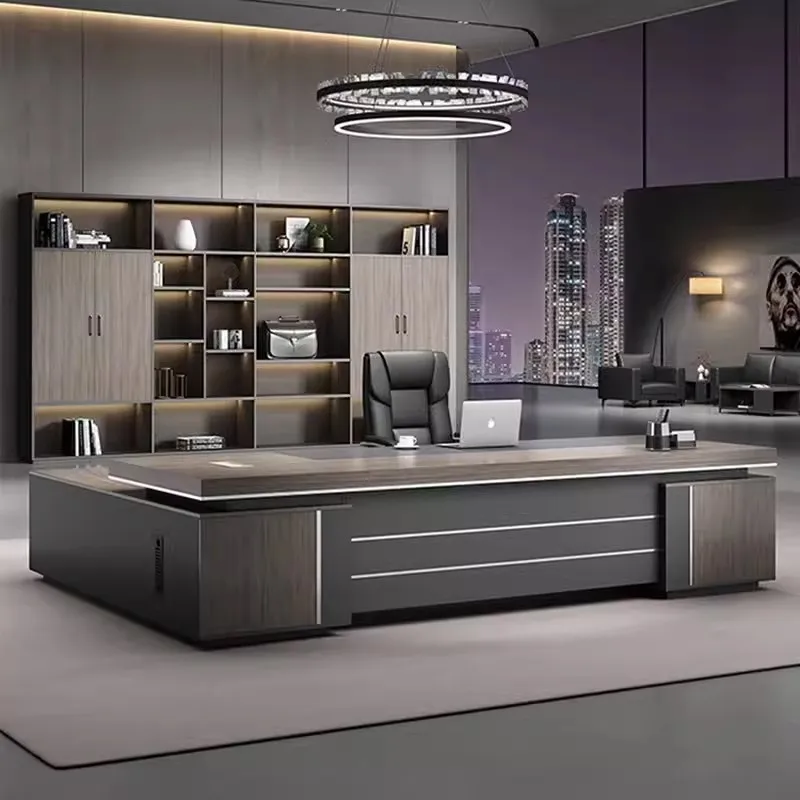 wooden Luxury Office Table and chairs design Executive office desk set Manager Office furniture Commercial Furniture work desk
