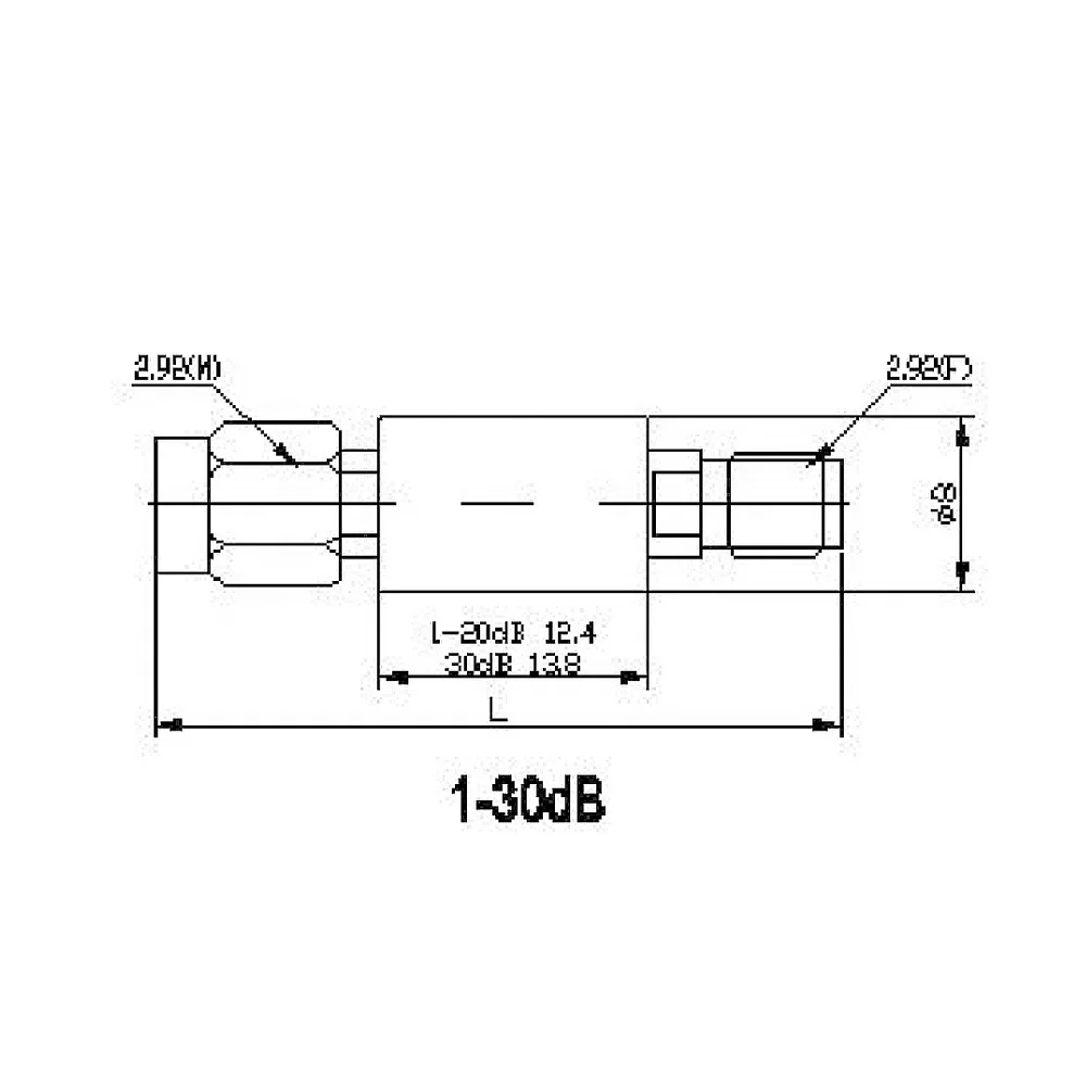 DC-40GHz 2W Coaxial Fixed Attenuators Connector  2.92mm for Communication Systems