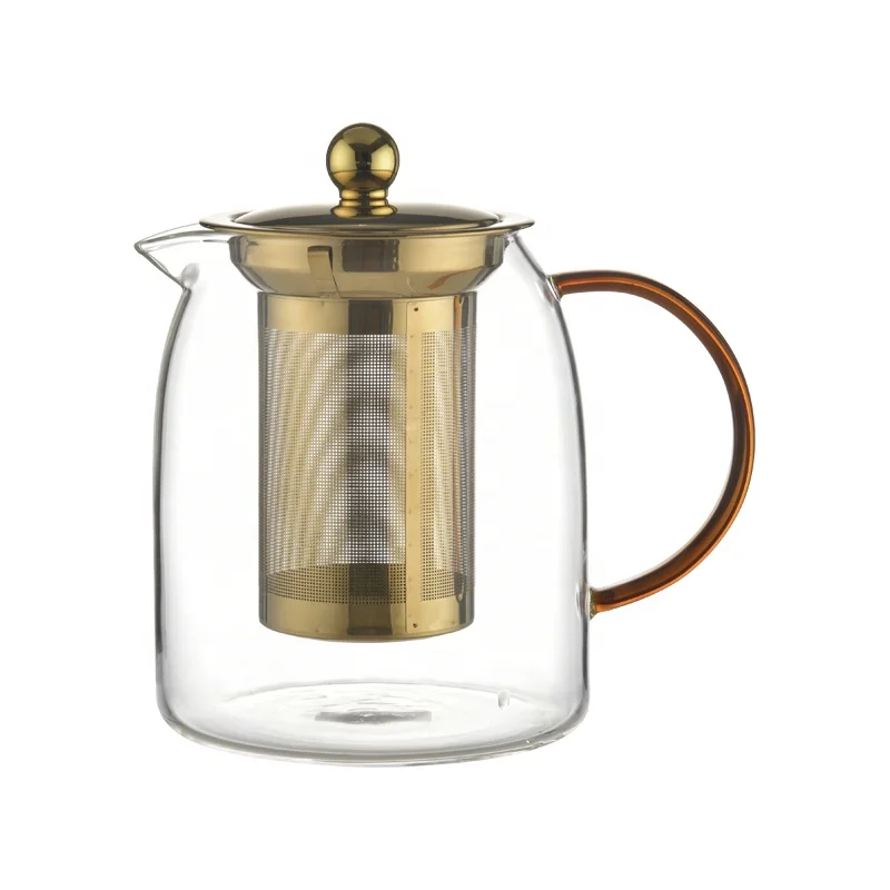 aramoro Eco-friendly transparent customized  Shape Glass Teapot heat resistant glass tea set