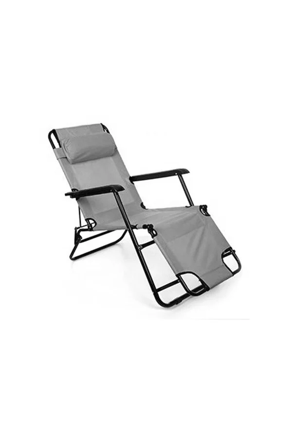 Folding Lounge Chair Portable Adjustable Recliner Sun Lounger Outdoor Garden Reclining Seat
