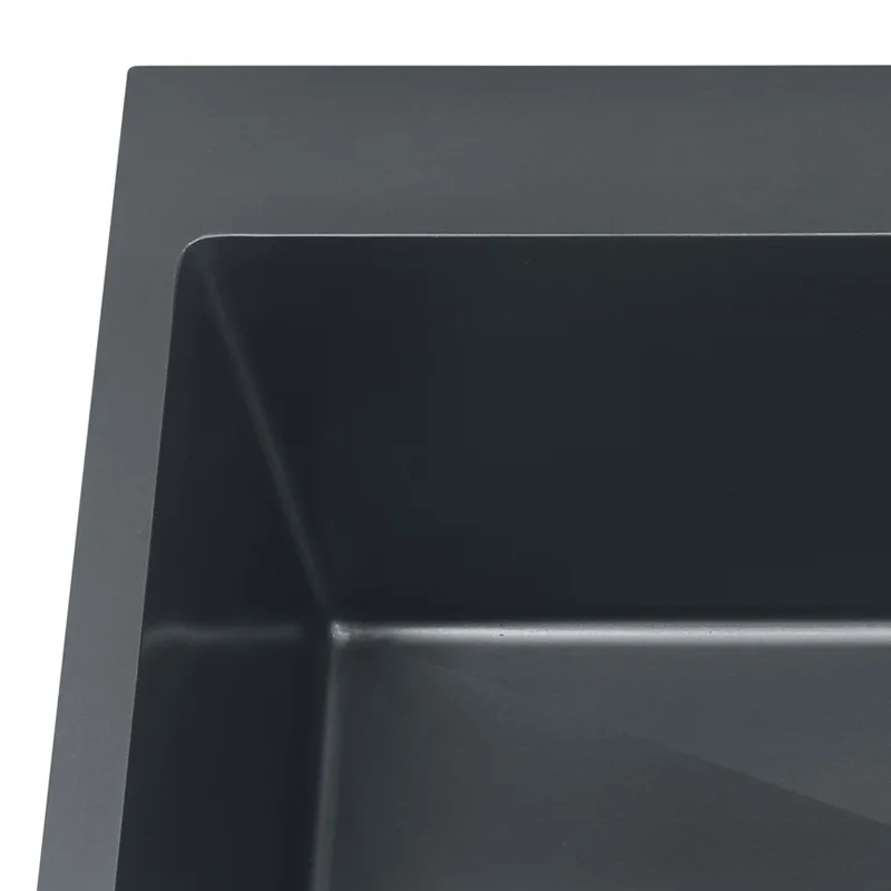 LONGSTAR Thickened Handmade Stainless Steel Single Sink Black Nano Kitchen Wash Basin Black Diamond Large Single Sink Dishwasher