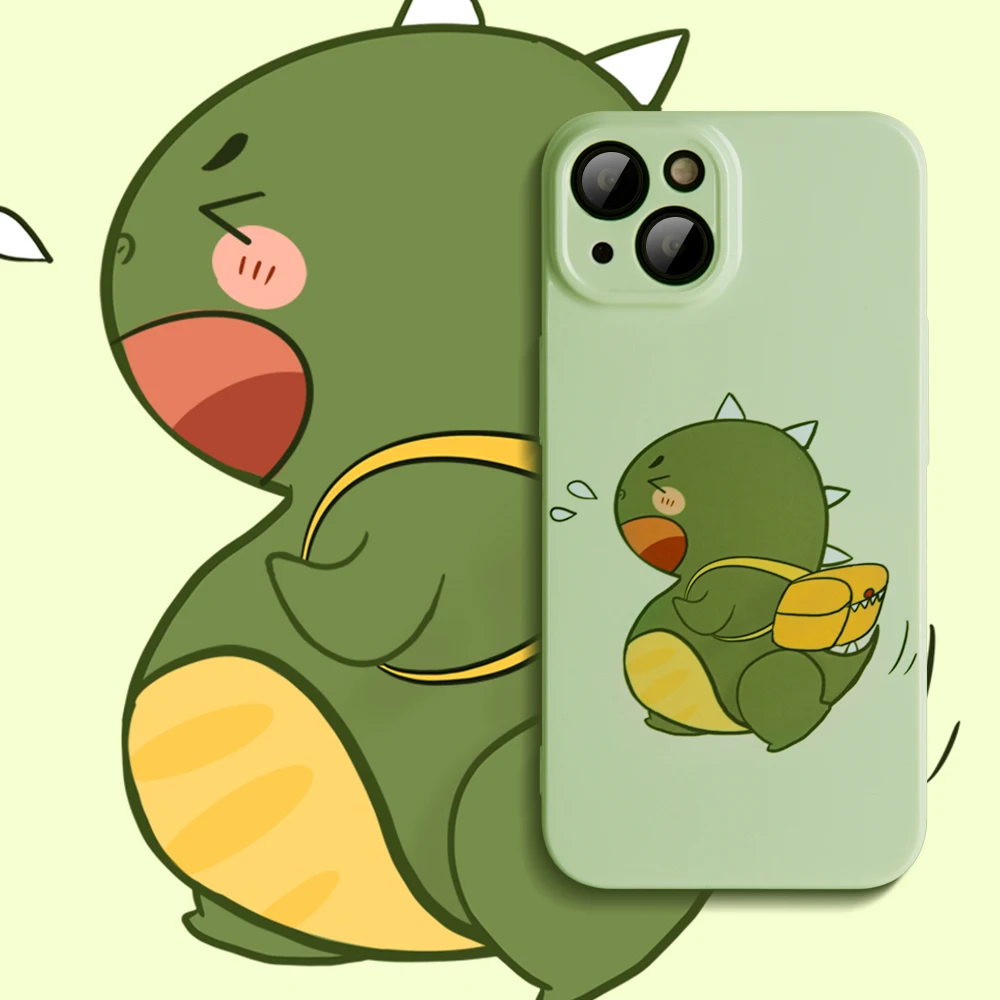 Cartoon Dinosaur Duck Glossy Full Cover Case For iPhone 14 13 12 Pro Max Fashion Design New Trend Case