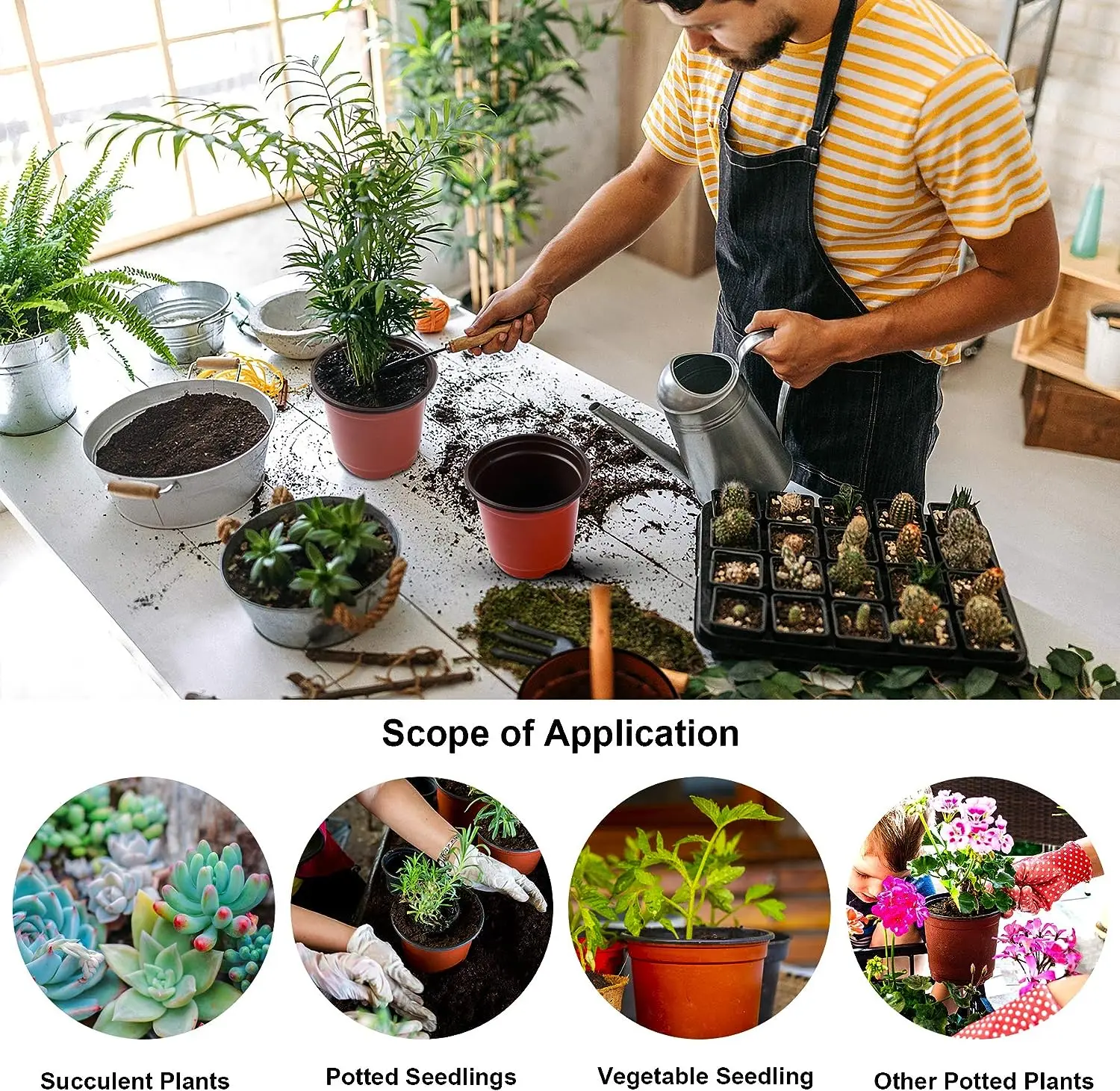 4 Inch Plastic Nursery Pots for Plant Seedling Flower Container Seed Starting Garden Pots Planters