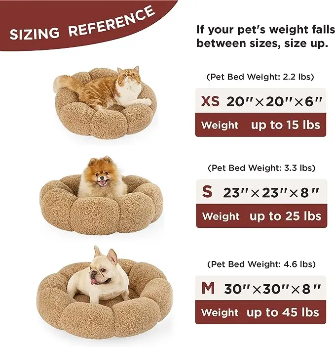 Leisure Calming Small Dog pet bed donut Anti Slip Cute Flower Cat portable pet bed nest round donut pet bed for dog cat