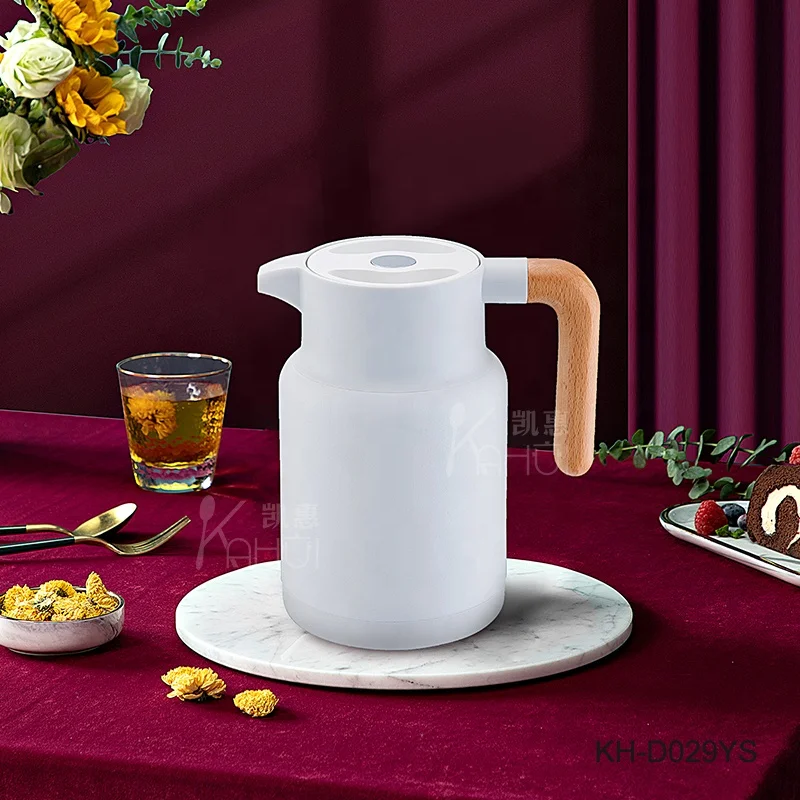 1 Piece Retail Double Wall Thermos 304 Stainless Steel Thermal Kettle Vacuum Tea Coffee Pot With Wooden Handle For Home