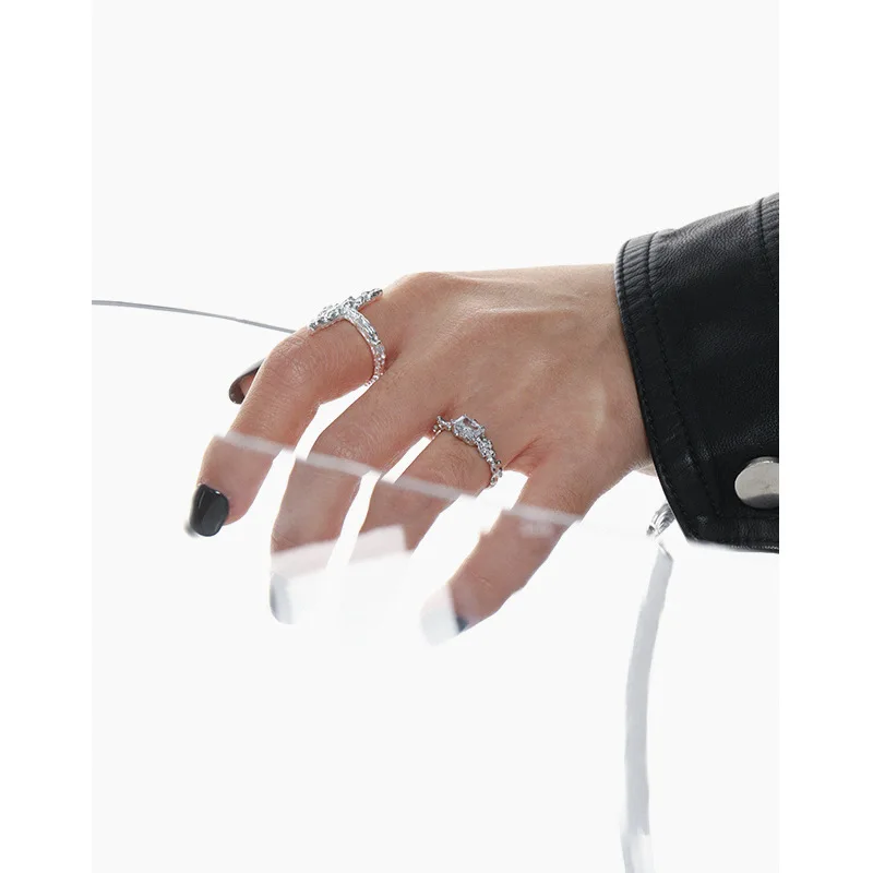 New Design S925 Sterling Silver Cubic Zircon Texture Open Rings 925 For Women JT652