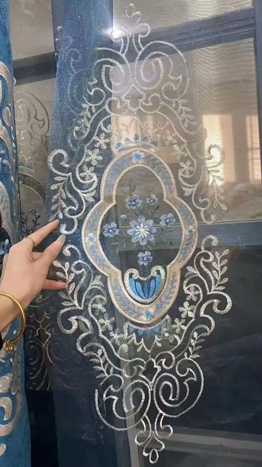 New Style Chenille High  Quality width embroidered Poly  Blackout Curtain fabric