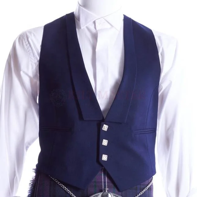 Royal Blue Prince Charlie Jacket With Vest Blazer wool Kilt Jacket With Waistcoat/Vest