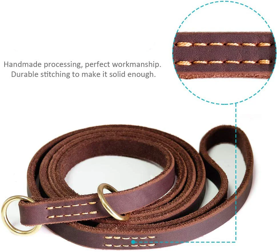 High Quality Leather Dog Slip Leash Collar, Multi-Function Pet Lead for Dogs