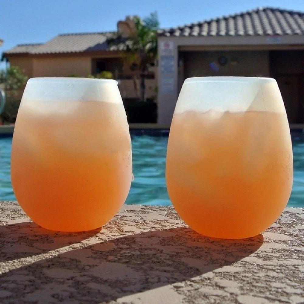 Stemless Silicone Glass Wine Tumbler Wine Cup for Home,Office,Birthday,Wine,Coffee,Drinks,Champagne,Cocktails
