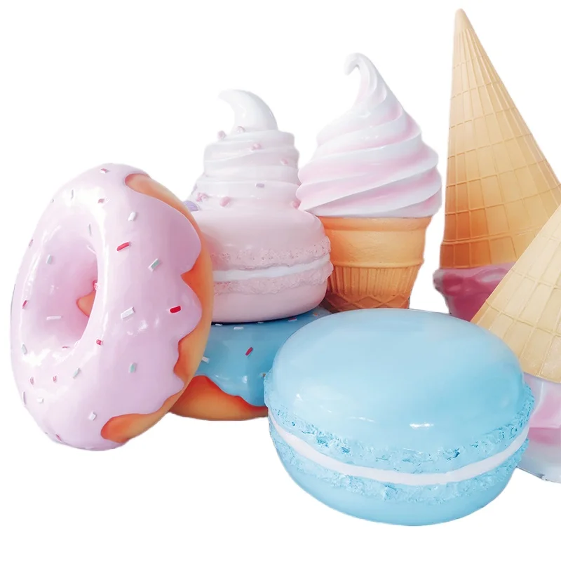 Low price Shop Popular Fiberglass display Donuts macaron sculpture Resin macaron dessert sculpture For Amusement Park Ornament