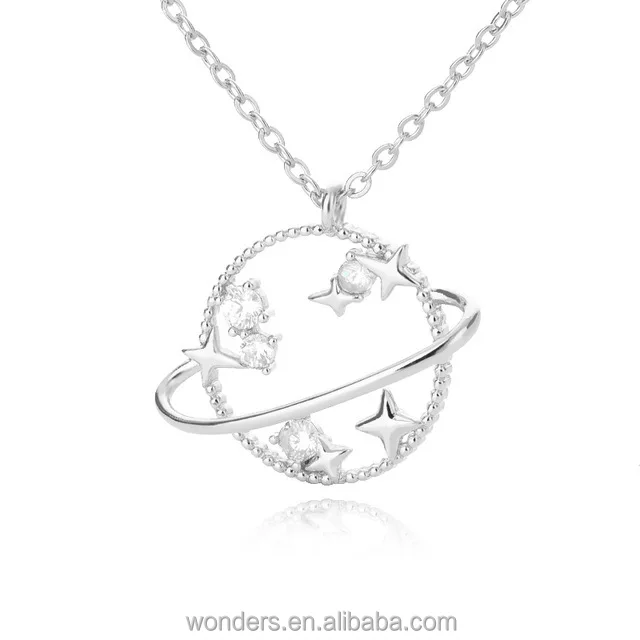 Cute Full Moon Stars Micro Inlaid Gold Necklace Female Good Luck Hot Collar Chain Necklaces Women Jewelry Accessories