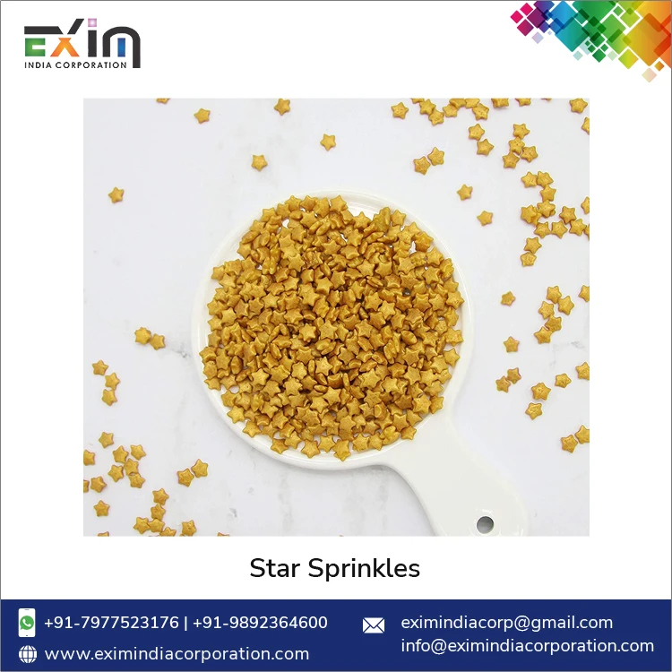 World Wide Selling Top Quality Ice-Cream and Sundaes Decoration Gold Color Sugar Star Sprinkles