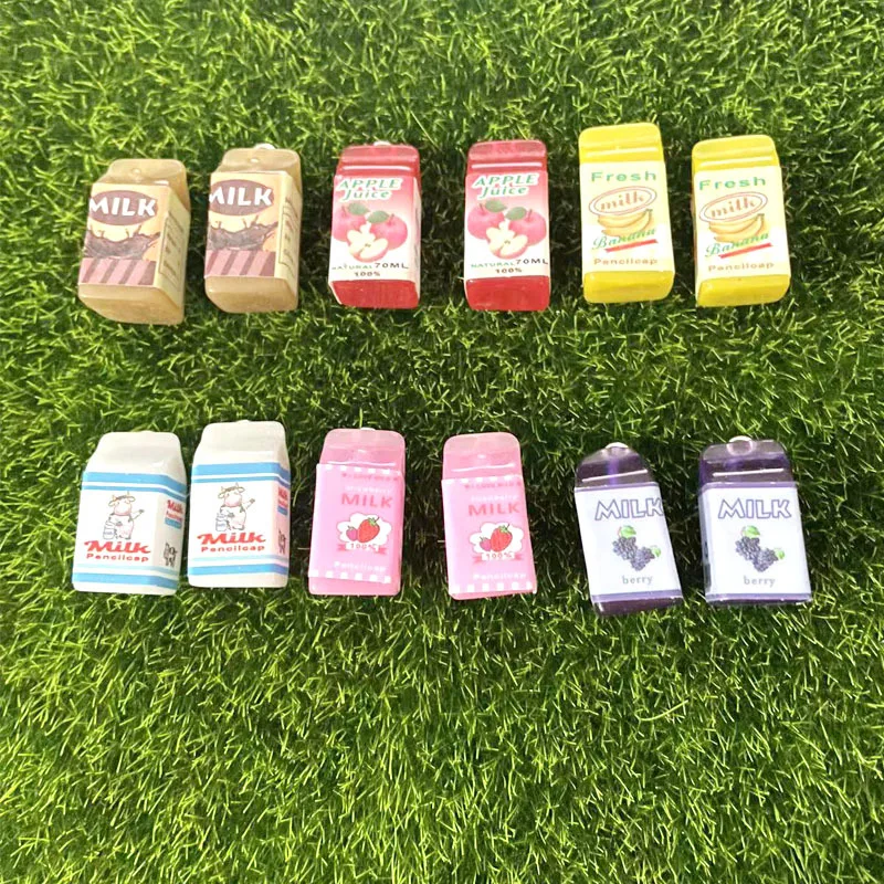 Hot Sale 11*24MM Cartoon Milk Juice Cabochons Resin Charms For DIY Phone Case Jewelry Making Nail Art Decoration