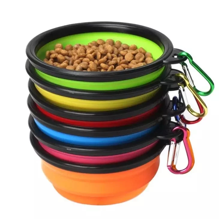 OEM/ODM Pet Food Dog Bowls Portable Silicone Collapsible Dog Bowl Wholesale No Spill Foldable Plastic Raised Insulated Travel