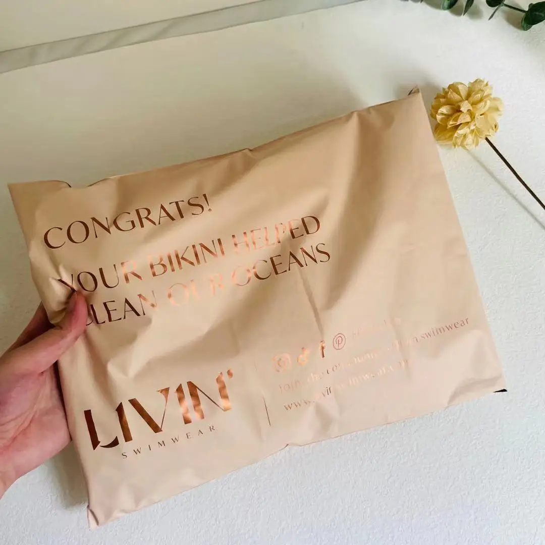 biodegradable wholesale high quality nude custom printed rose logo plastic clothes packaging bag pack poly mailers