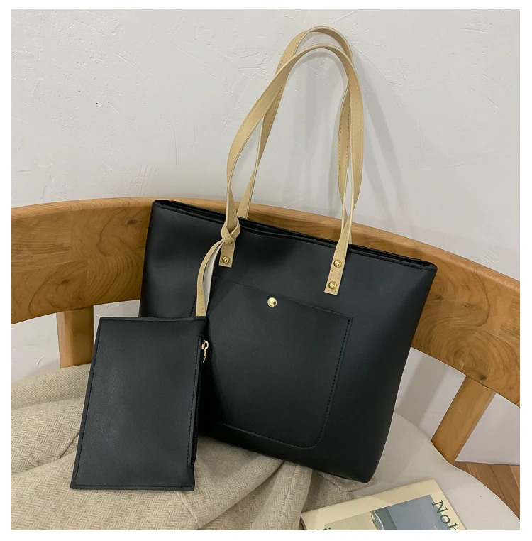 Вместительная женская сумка 2 в 1 на одно плечо, модные повседневные Мягкие кожаные кошельки и сумки