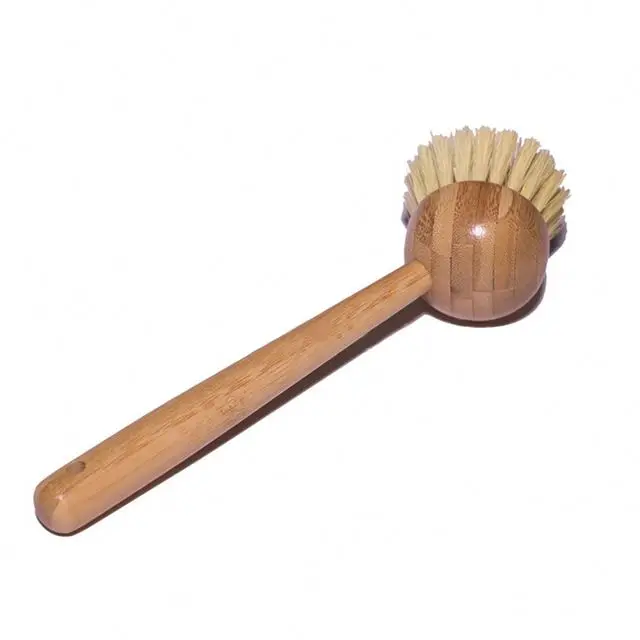 Матовая щетка для бамбуковых бутылок с длинной ручкой от производителя, деревянная щетка для мытья посуды из сизаля ручной работы для кухни