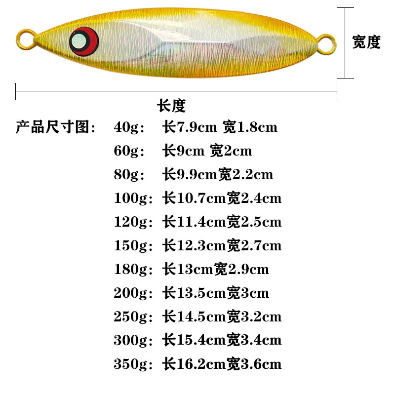 40g to 350g Fishing Metal Jigging Lure Luminous Sea Fishing Bait Glow Lure Deep Sea Boating Popping
