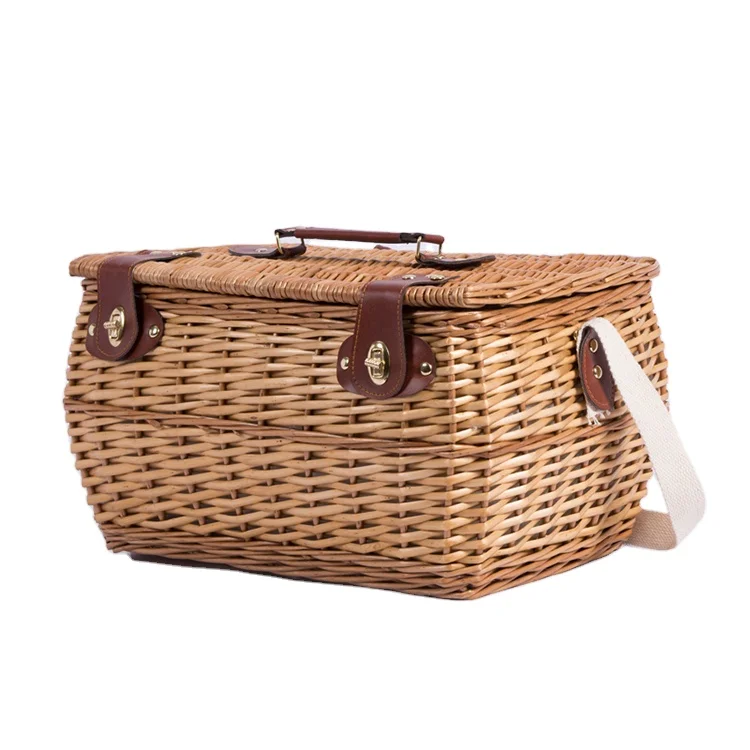 Прямая продажа с фабрики оптовая плетеная корзина для пикника 4 человека из натуральной ивы крышкой