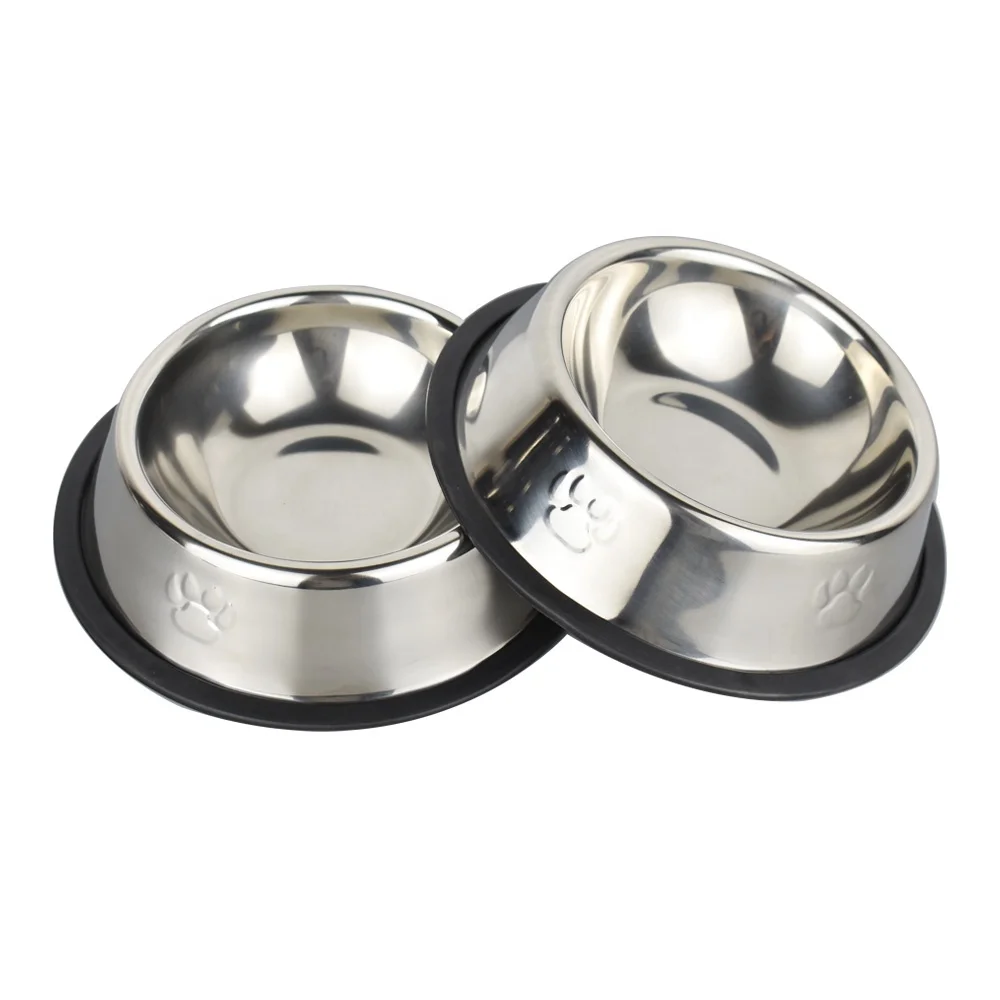  Non slip stainless steel pet bowl paw print cat dog