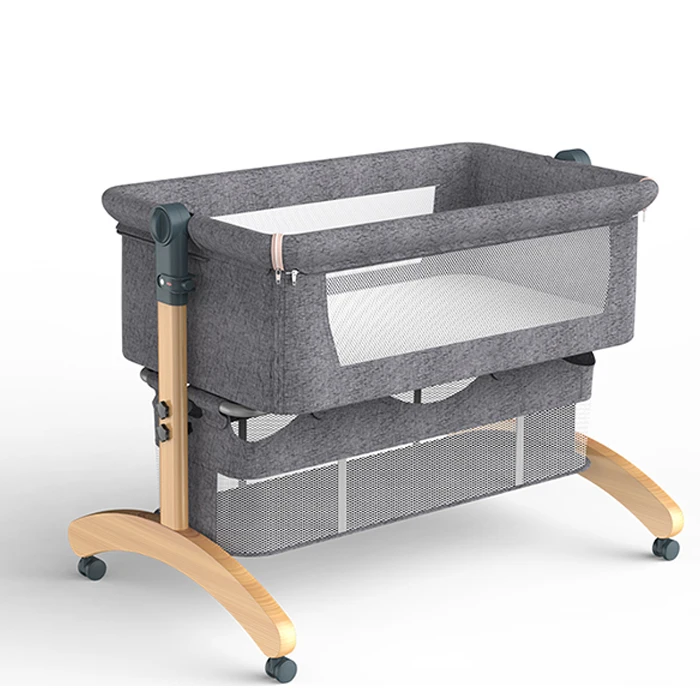 
Adjustable height wood crib newborn baby cot bed crib solid wood 