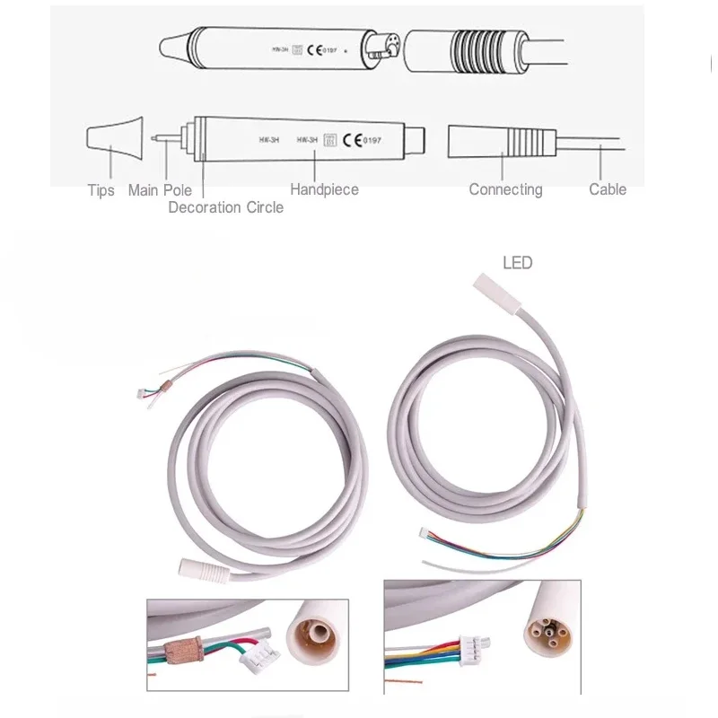 Ultrasonic Piezo Built in Scaler HW-5L 3H 7L 7H LED Handpiece With Scaling Perio Endo Tips For Dental Chair EMS