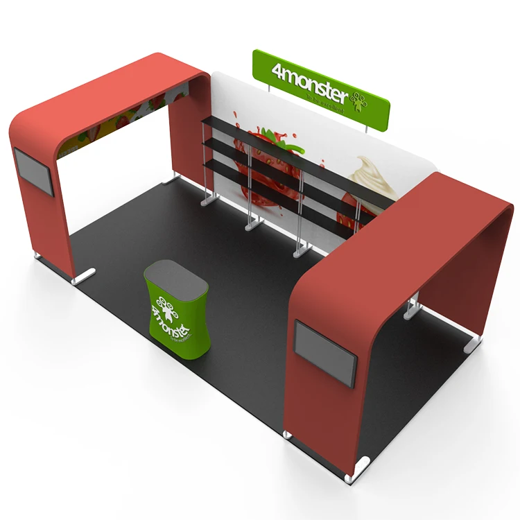 High Quality Portable Trade Fair Booth for Advertising Exhibition Booth with Tension Fabric & Shelves