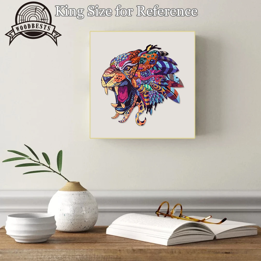 Amazon Hot Selling Unique Animal Shaped Wooden Jigsaw Puzzle JUNGLE LIGHTNING Laser Cutting Wooden Puzzles for adults