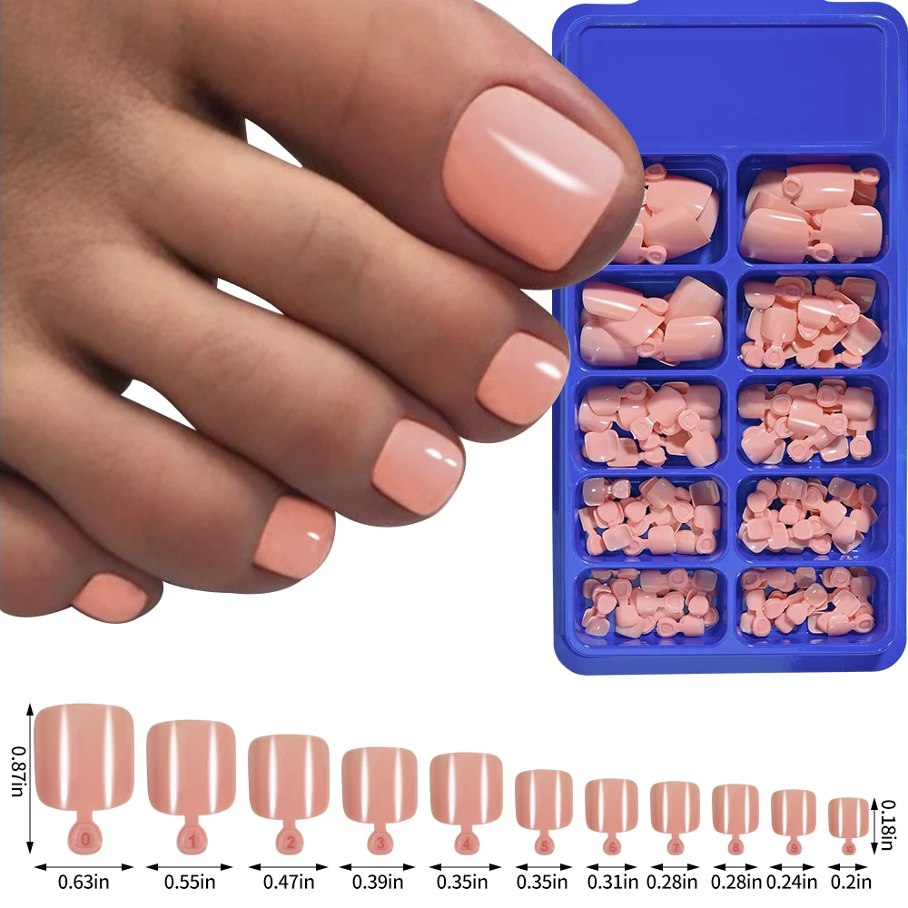 Jingyuan 100pcs/Box Acrylic Toenails Tips Full Cover artificial nails pure Color Foot Fake Toenails Manicure Supplies