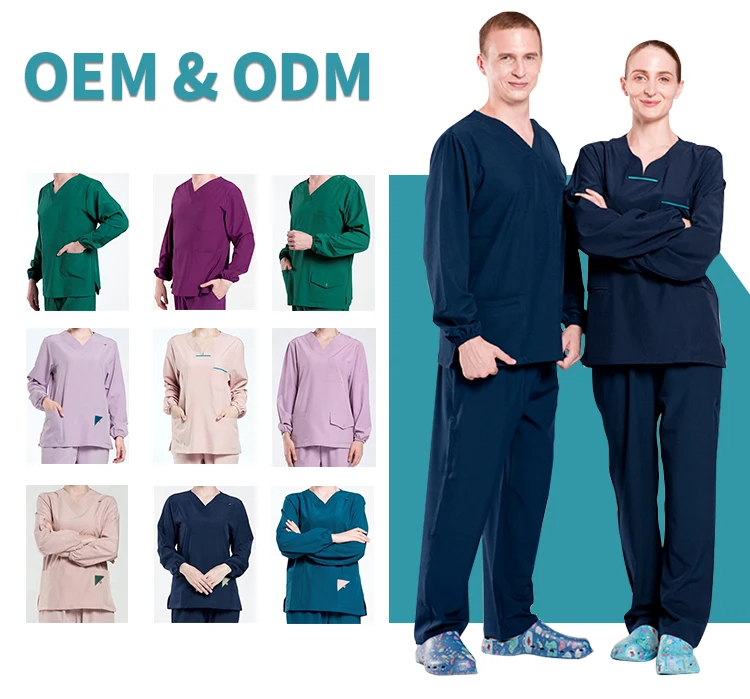 High Quality Filipina Uniforme Hospital Elasticity the Nurses Uniform for Work Odm Men Scrubs Uniforms Sets
