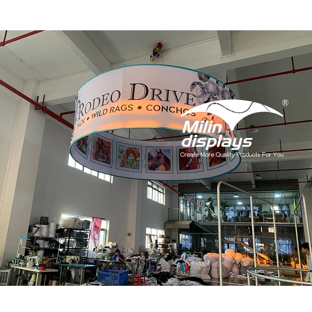 Round Sky Box Advertising Display Hanging Sign For Trade Show Events Circle Ceiling Hanging Banner