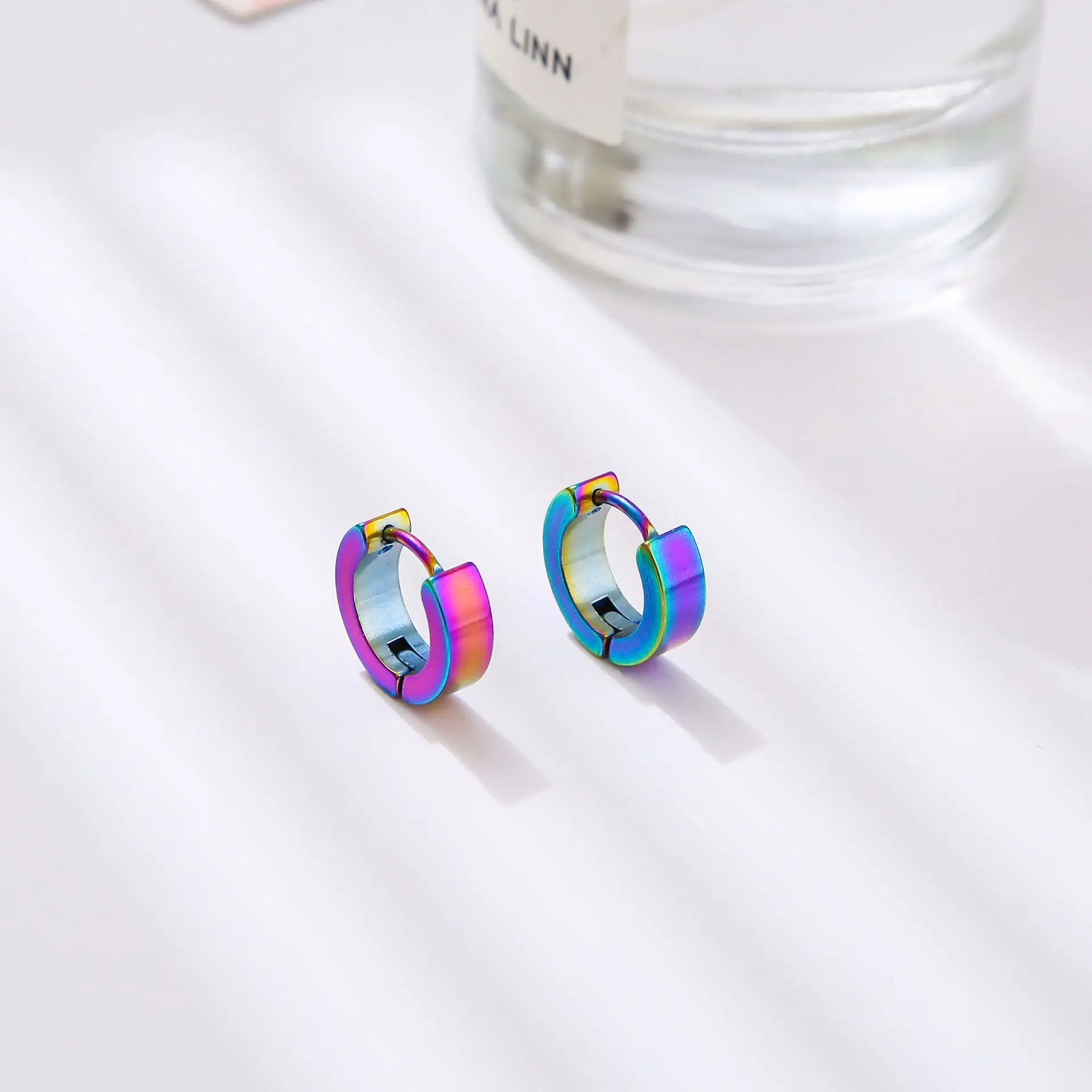 Black Earrings Boys Earrings Custom Stainless Steel Wholesale Custom Hot Sale Colorful Hip Hop Ear Clip Ears Mens Trendy Opp Bag