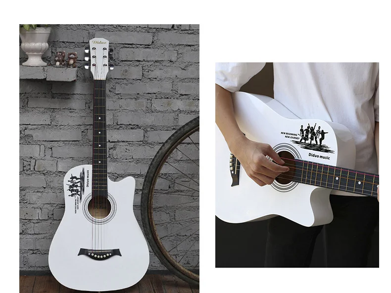 Wholesale new style 38 inch basswood folk guitar for beginner and kids Hot sale good quality plucked stringed instrument