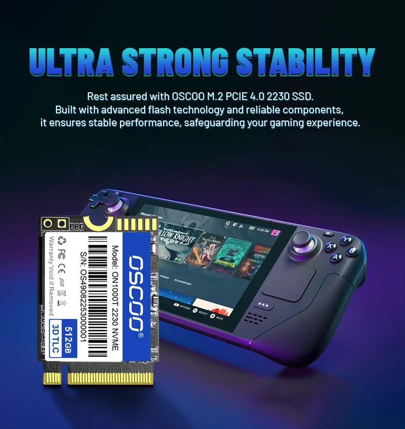 OSCOO 2230 PCIe4 NVMe SSD жесткий диск 1 ТБ 512 ГБ 256 диско Дуро 2 консоль Паровая площадка игра 5500 Мб/с