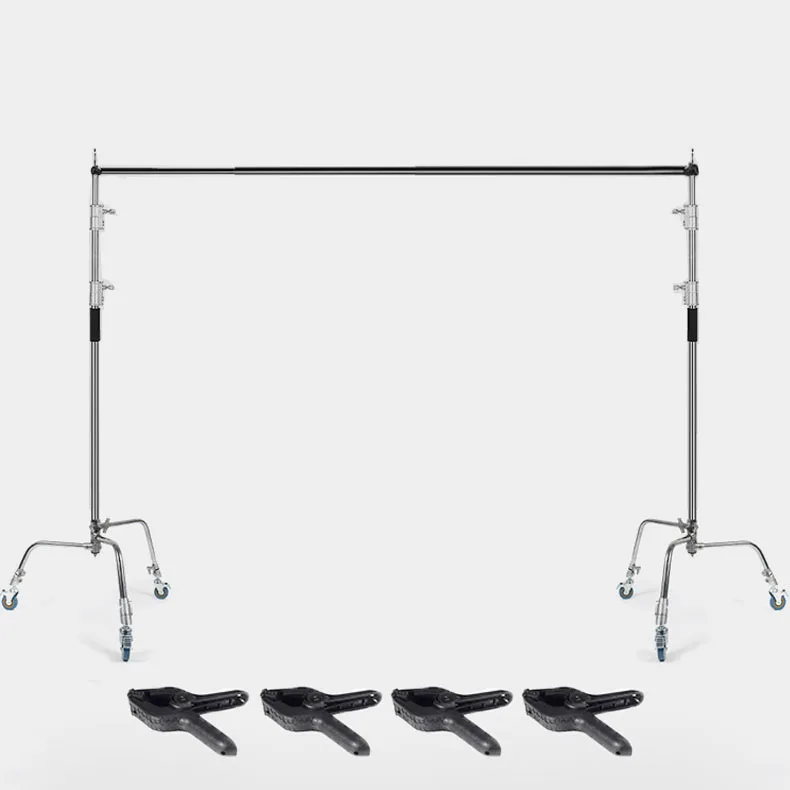 3.3x3M Background Stand Heavy Duty C Stand with Wheels Telescopic Cross Bar Backdrop Stand for Photoshoot