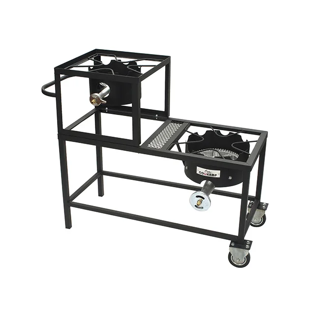 
2020 China special sale Easy to move with unilateral pulleys Double stove outdoor gas stove 