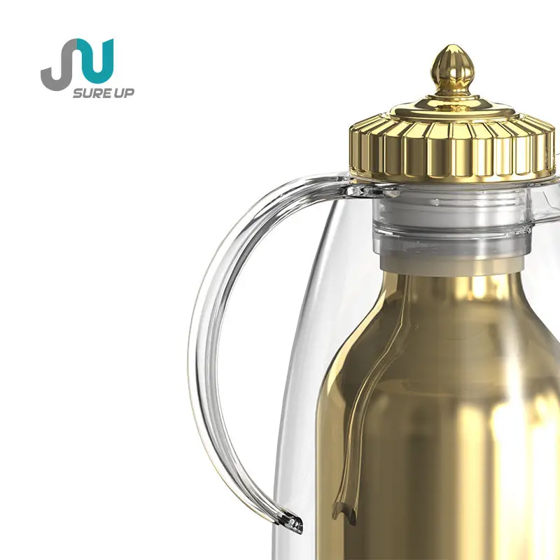 Hot Sales Arabic Transparent Tea Pot Vacuum Thermos Flask Golden Luxury Insulated Arabic Coffee Pot