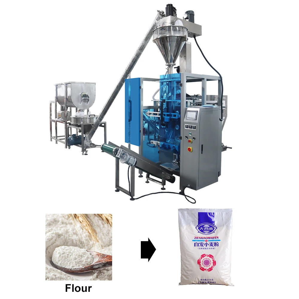 vertical multifunction  milk powder auger filling tea protein powder flour  blending packing machine with Mixer