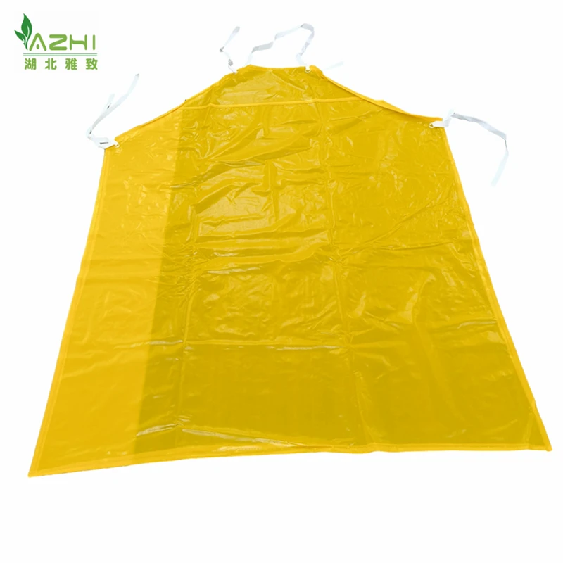 PVC bulk production disposable non woven yellow apron industrial butcher durable waterproof PE plastic apron