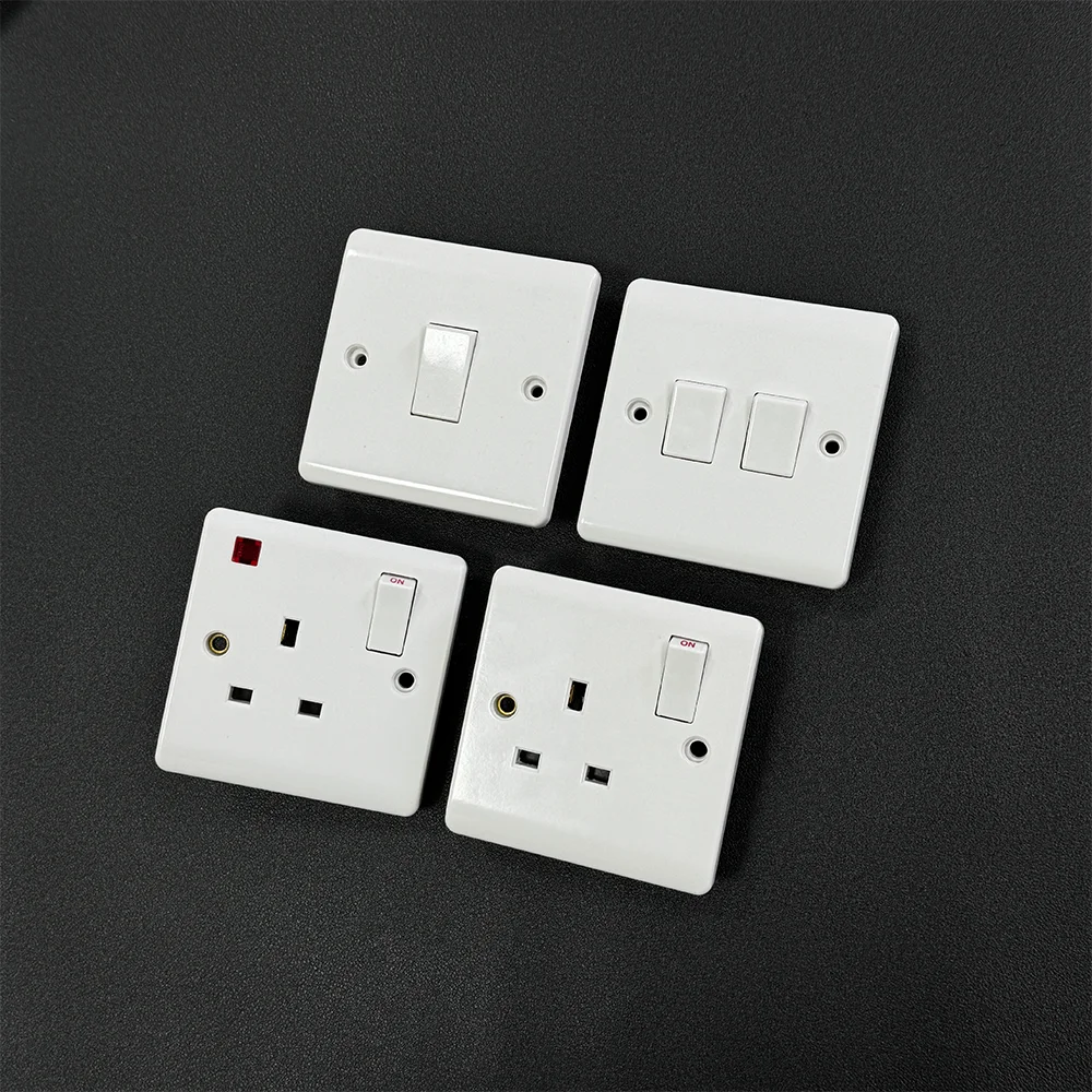 UK Standard Switch 13A Single Socket Electric Kitchen Living Room Wall Switches And Sockets