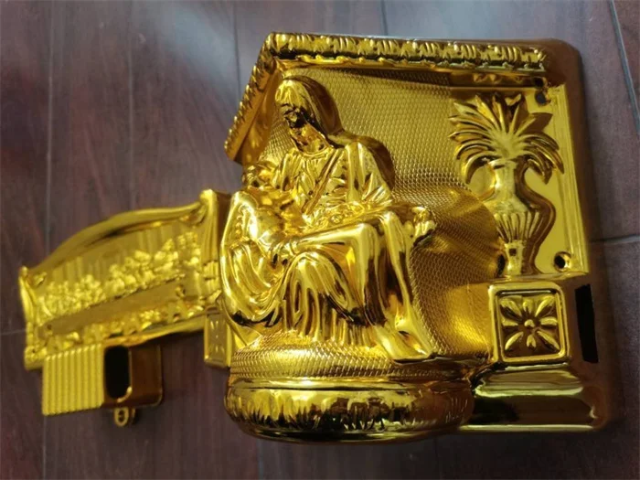 Model 9# China Funeral Supplies Manufacturers Coffin Decoration PP New Material Last Supper Casket Corner Set with Steel Bar